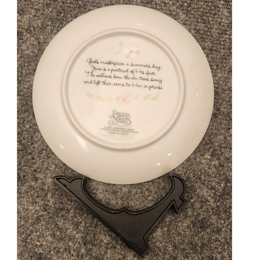 Vintage 1983 Precious Moments June Plate Gods Masterpiece Jonathan & David Boxed
