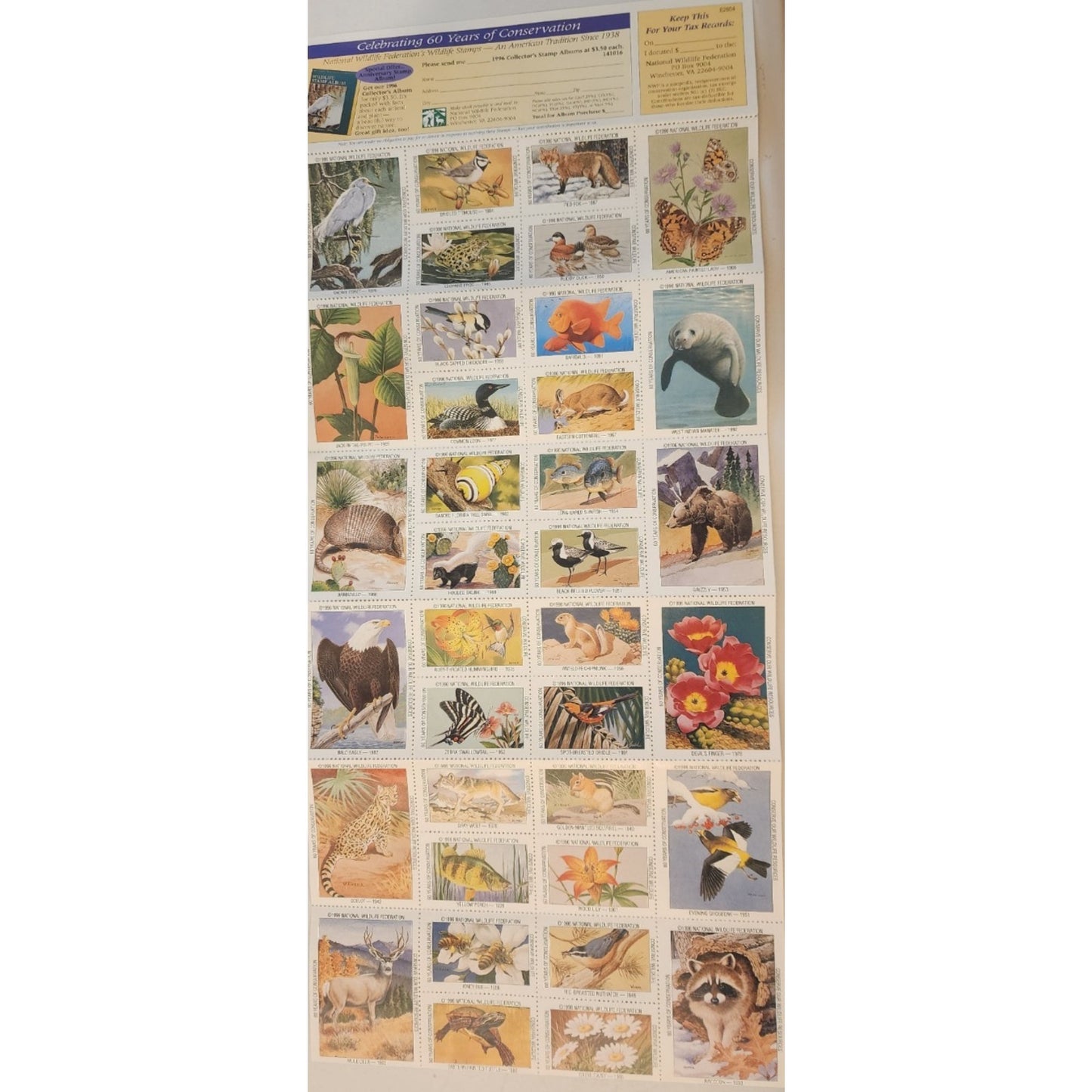 60 yrs Celebrating Conservation - National Wildlife Federation- 36 STAMPS - 1996