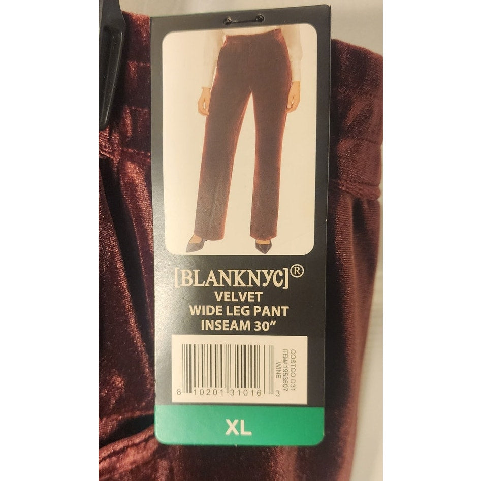 BlankNYC Womens Size XL Wine Velvet Pants NWT Burgundy Velour Trousers New