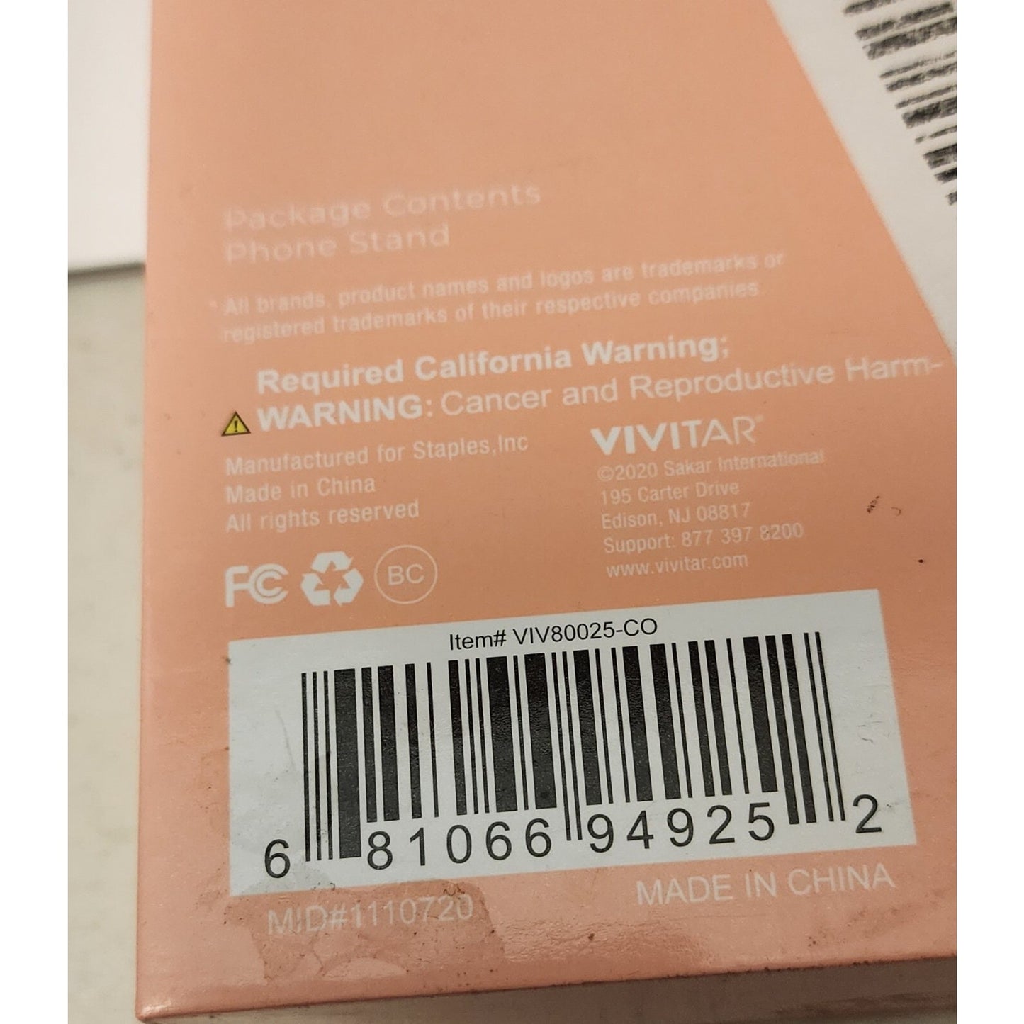 VIVITAR- Phone Stand - Collapsable, Compact - Pink/Peach Stand - Universal