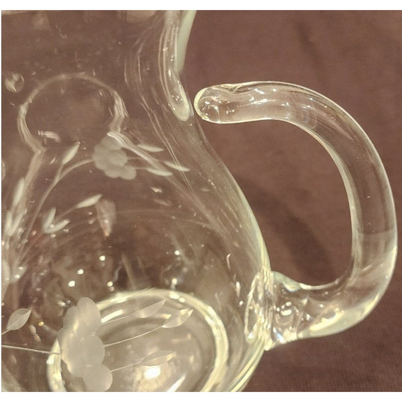 Princess House Heritage Etched Crystal Small Pitcher 6.75" Unattached Handle
