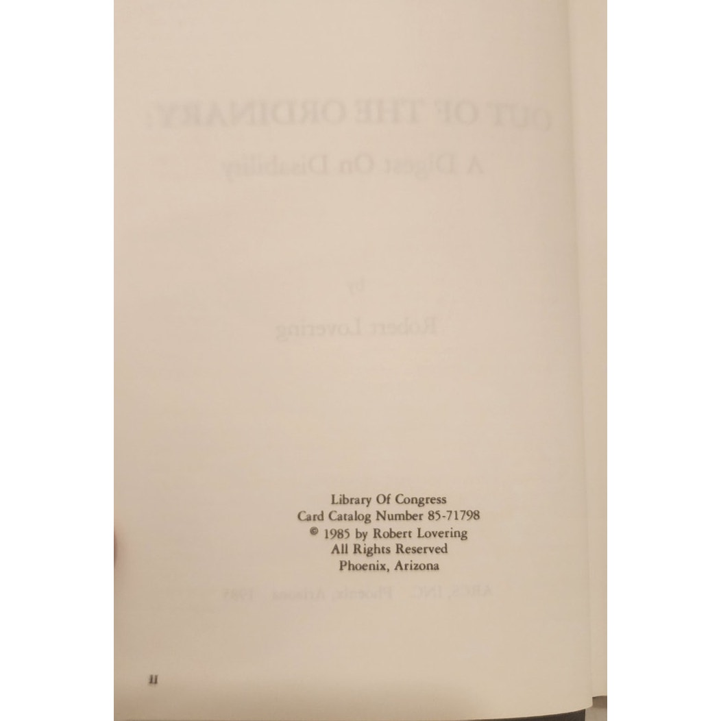 Out of the Ordinary: A Digest on Disability by Robert Lovering (1985)