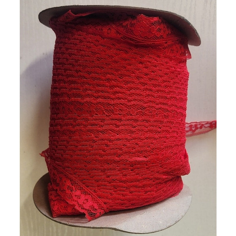 Vintage Wrights 3/4 in. Red Woven Edge Trim Ribbon Spool 150+ Yds Pattern 23666