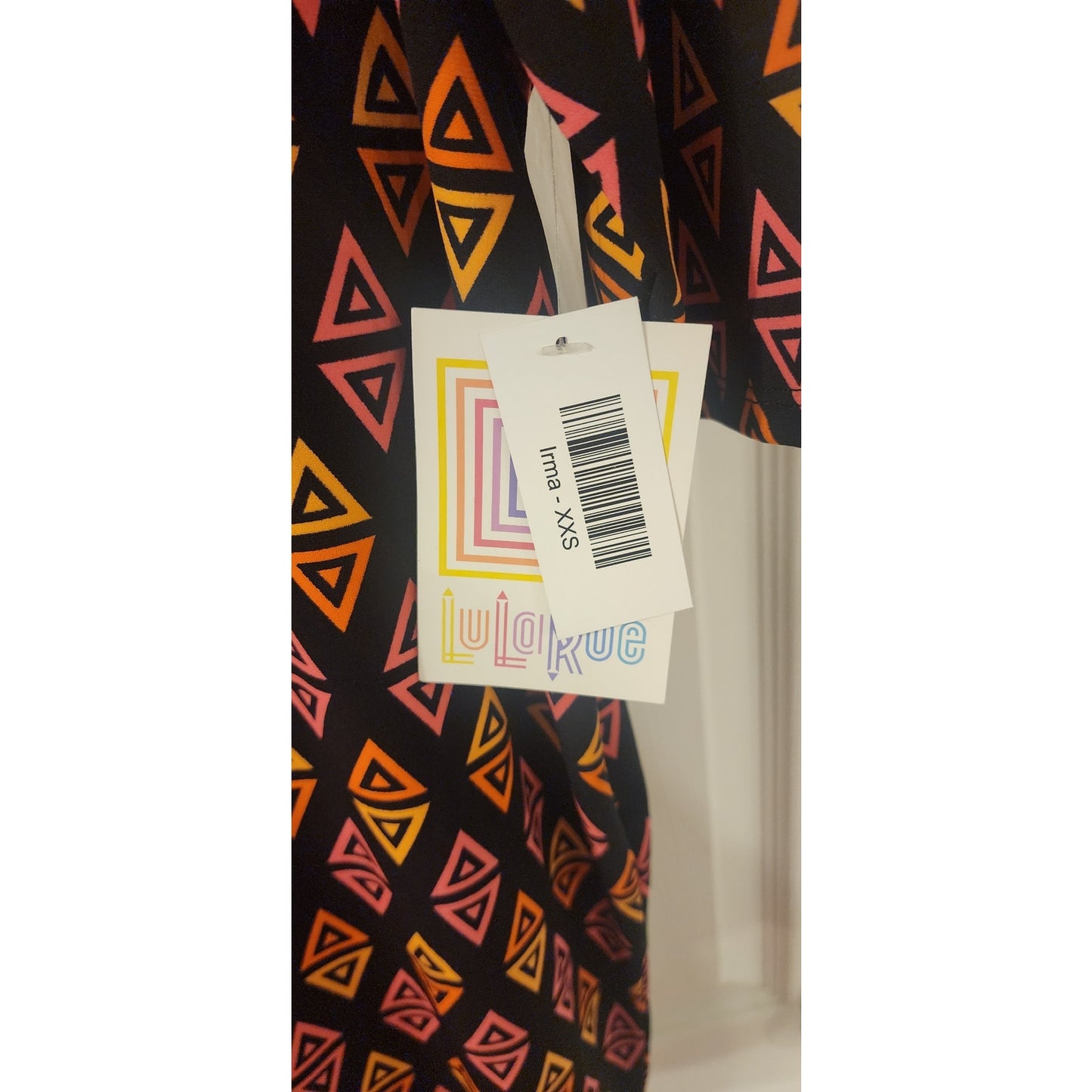 LuLaRoe - XXS - IRMA - Triangular Shapes, Orange, Yellow, Pink, Black - NWT