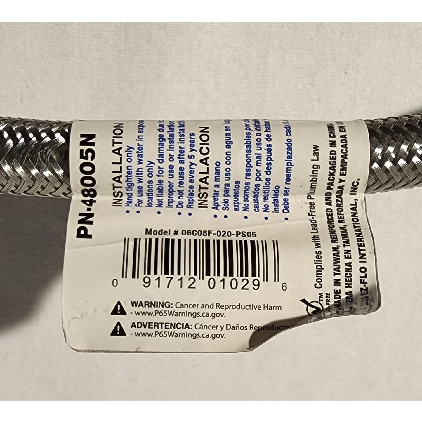 Eastman - Faucet Steel-Flex 20" Hose - 3/8" Comp x 1/2" FIP - 48005N - FREE SHIP