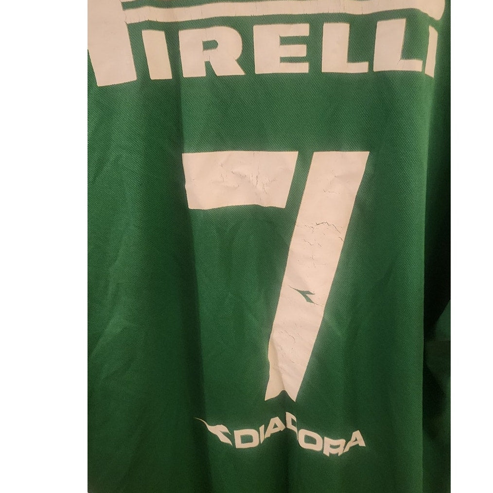 Vintage Diadora Inter Milan Green Soccer Jersey Pirelli #7 Men's Large