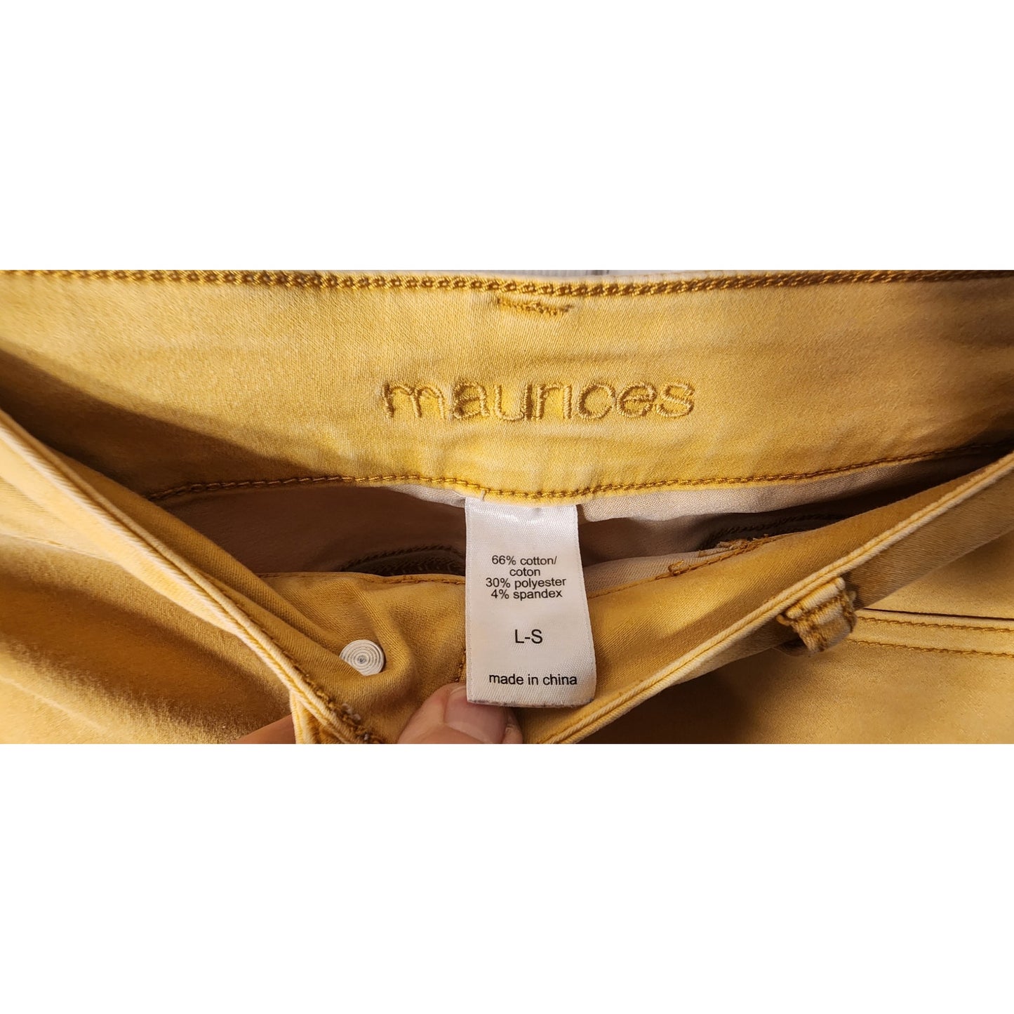 Maurices Yellow Stretch Denim Pants – Size L‑S – Women’s Skinny Fit