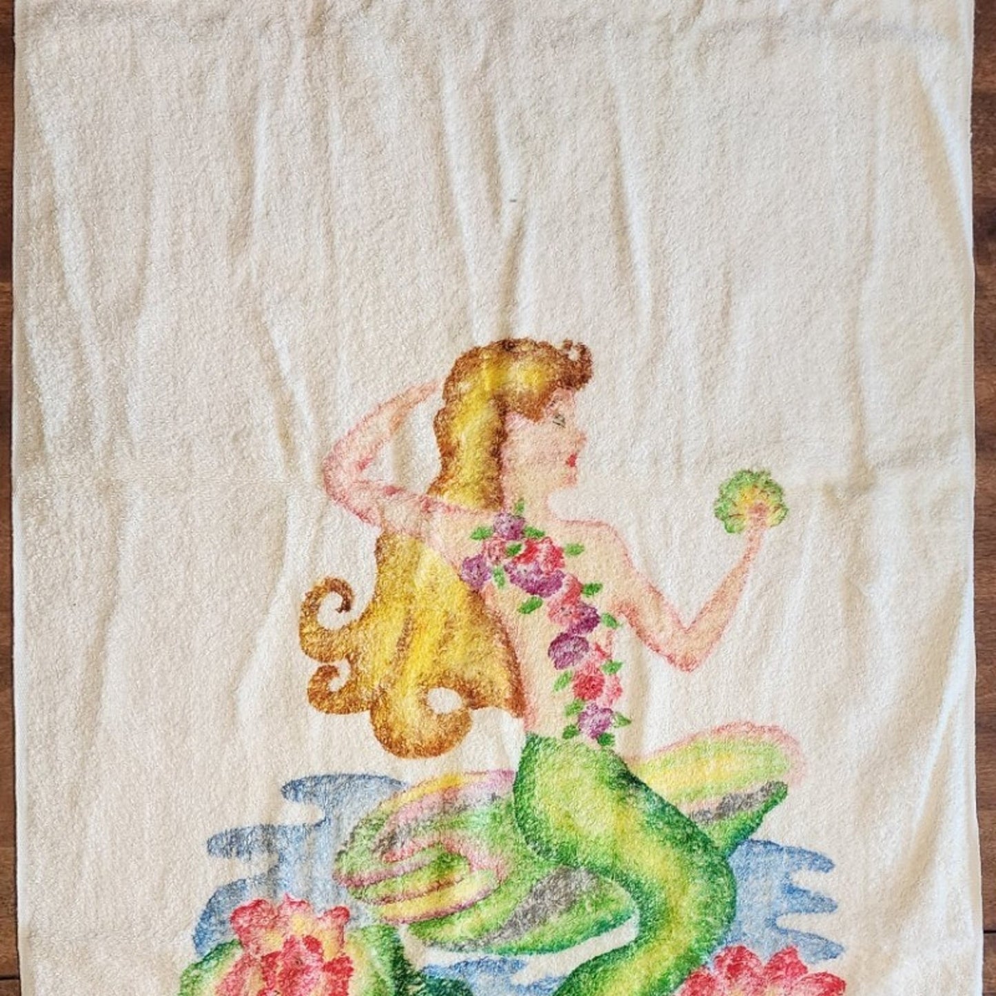 Mermaid Towel - Cotton - 24" X 44" Could be used as tapestry.