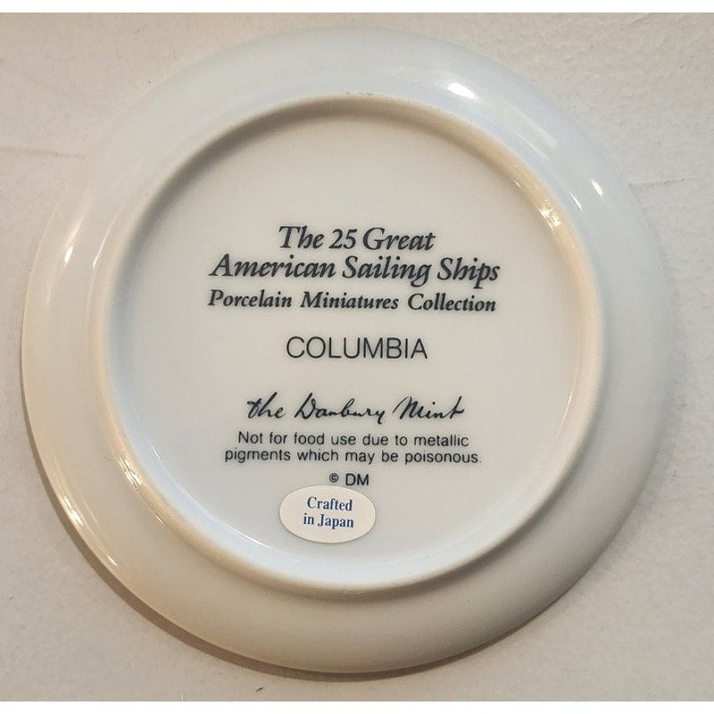 Danbury Mint Great American Sailing Ships Miniature Plate COLUMBIA Japan