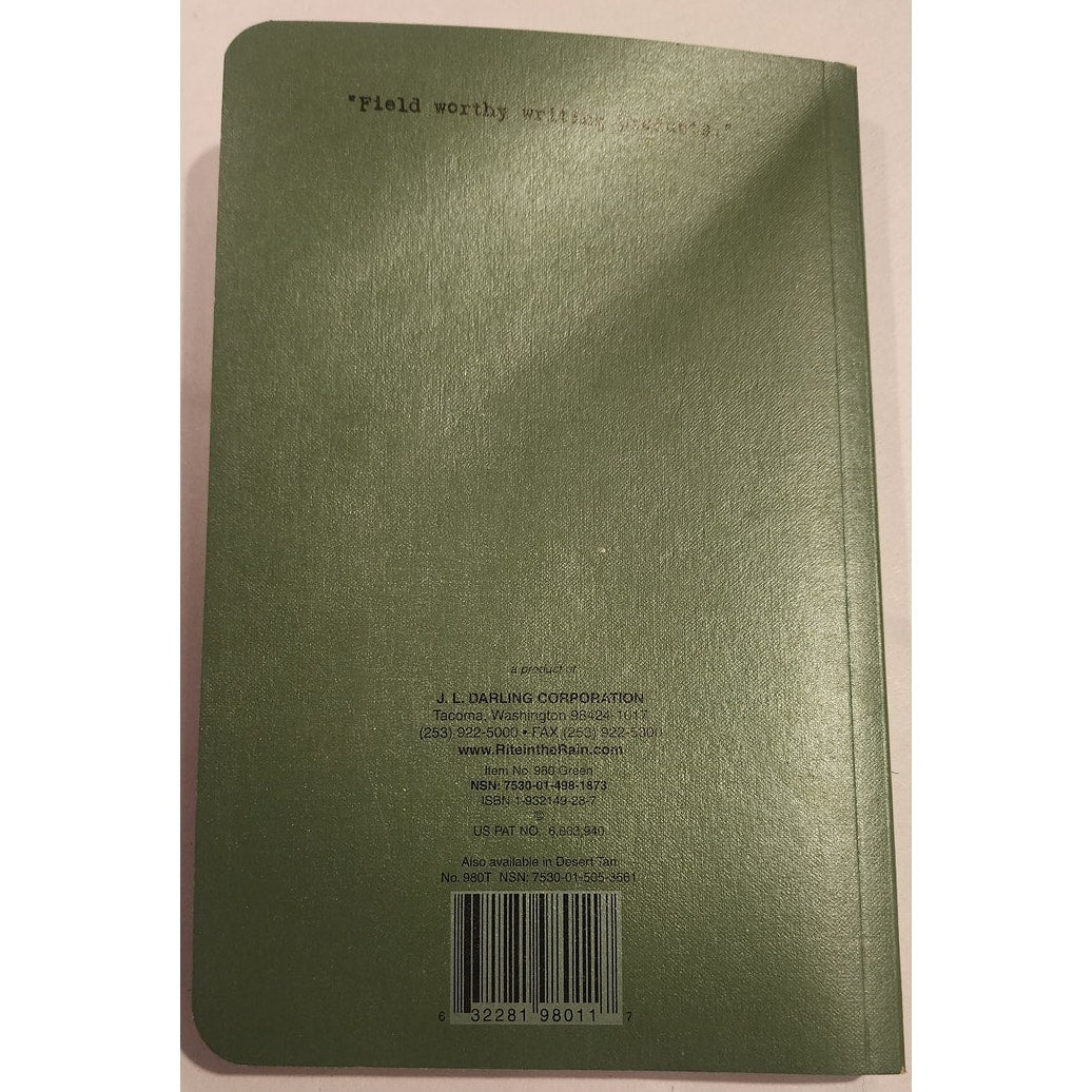 New Rite in the Rain All Weather Field Book Bound Notebook Green No 964 New