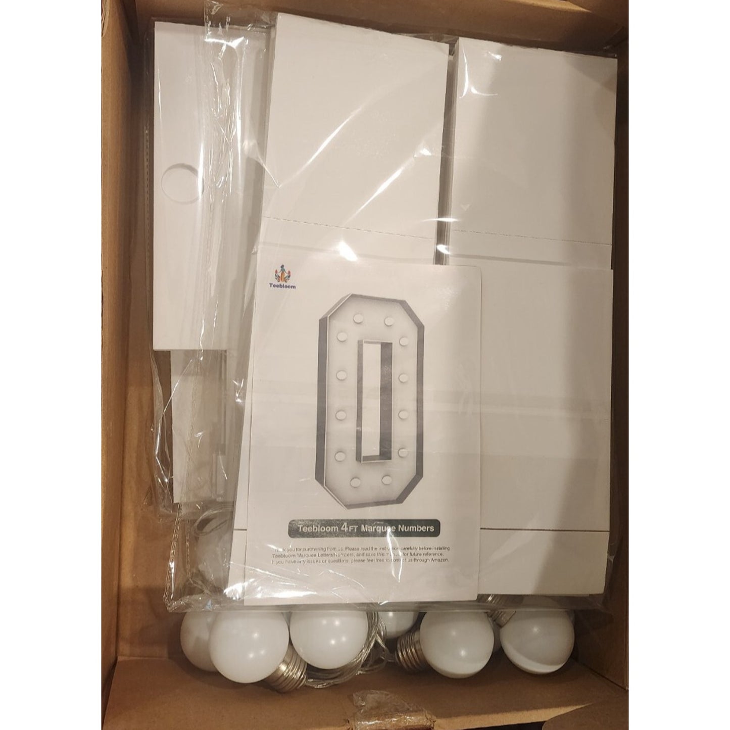 Teebloom - Marquee Light Up Number "0" - with Weighted Water Bag - NEW
