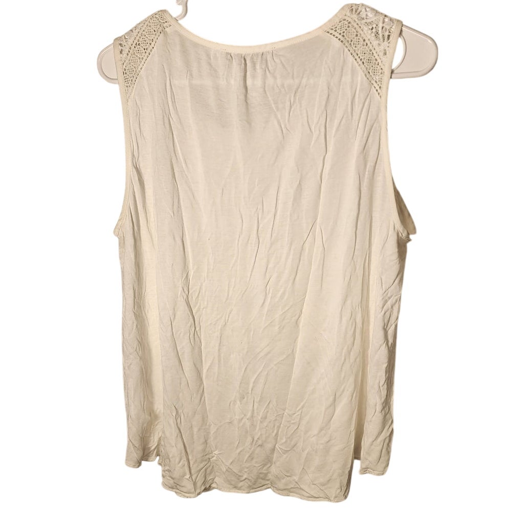 LOFT Ann Taylor Medium White Cutwork Lace Sleeveless Top Blouse