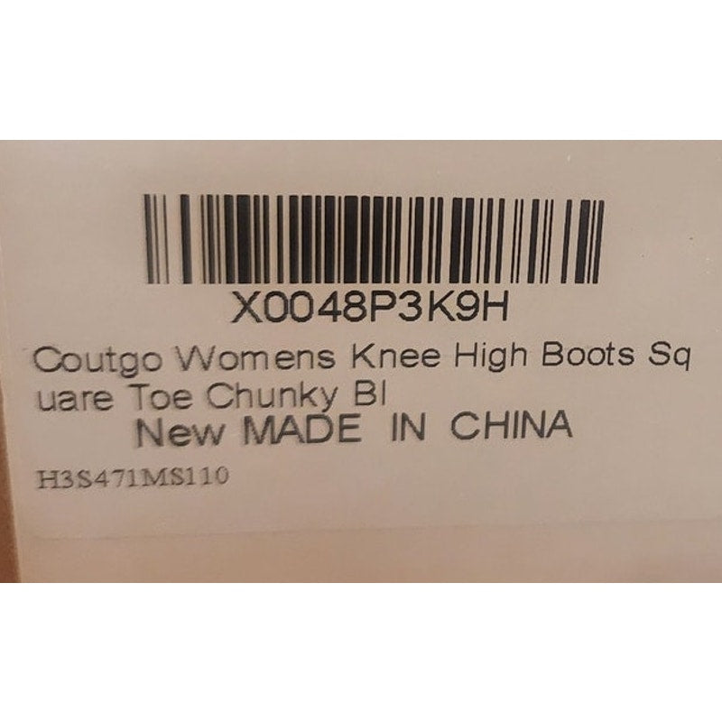 Coutgo Women’s Knee High Boots Beige Suede Square Toe Chunky Heel Size 6 NWOT