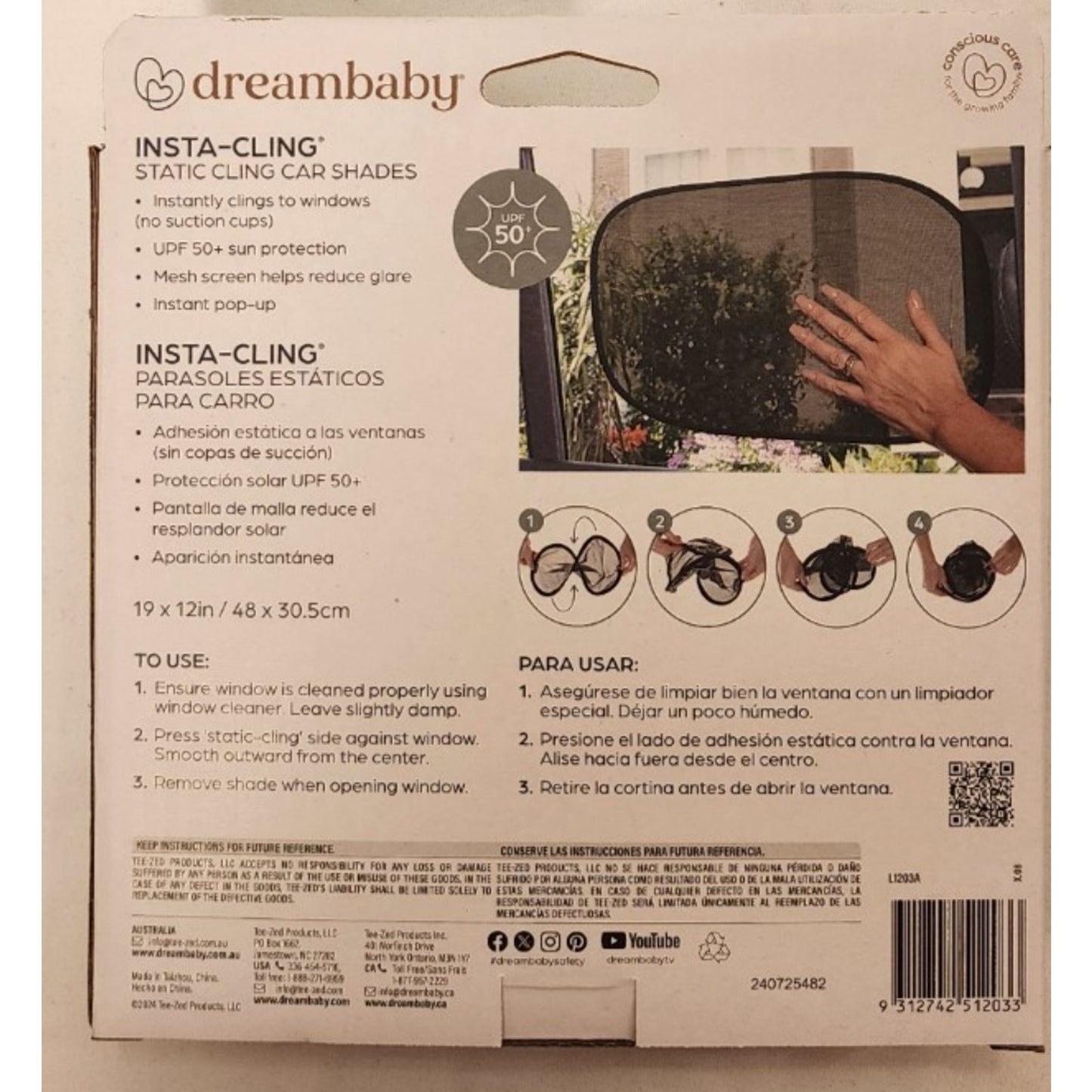 dreambaby - 2 Pack - Car Sun Shades - UPF 50+ - Instant Pop Up Cling - 19”x12”