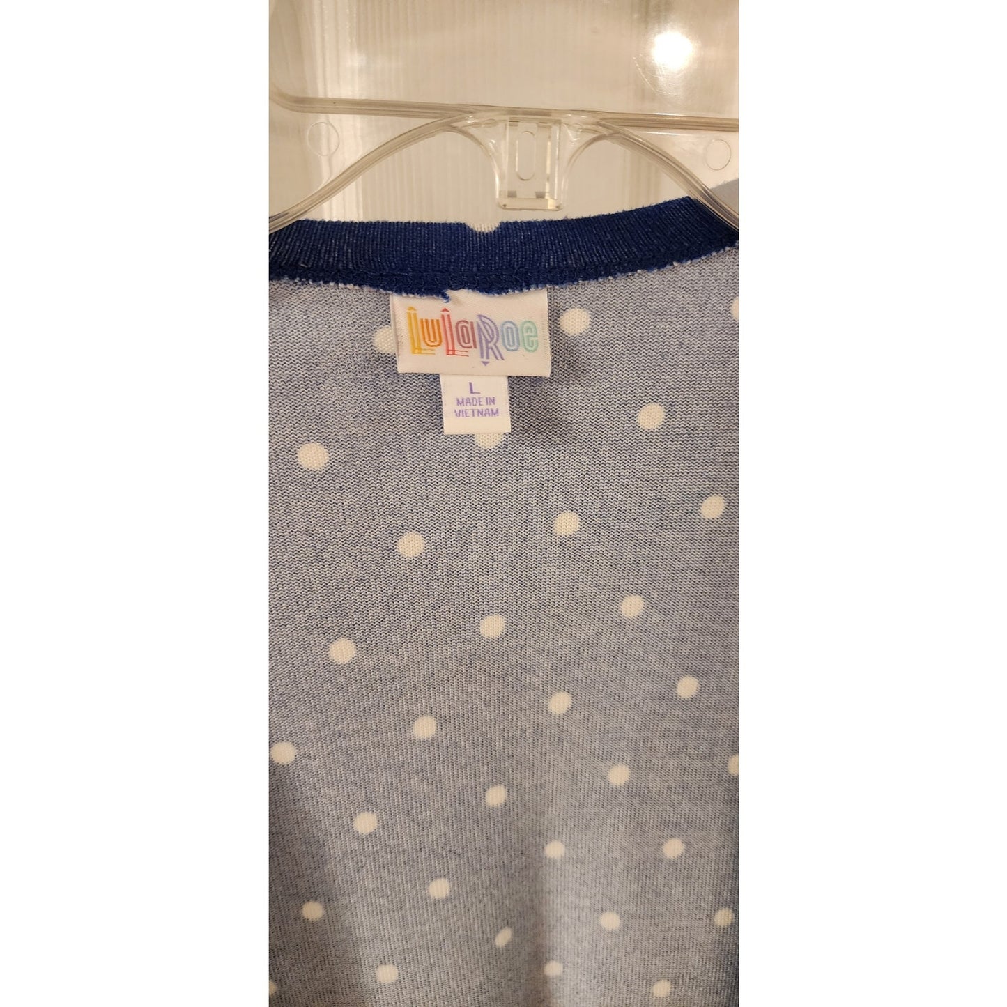 LuLaRoe - L - Navy with White Polka Dots - Cover Jacket