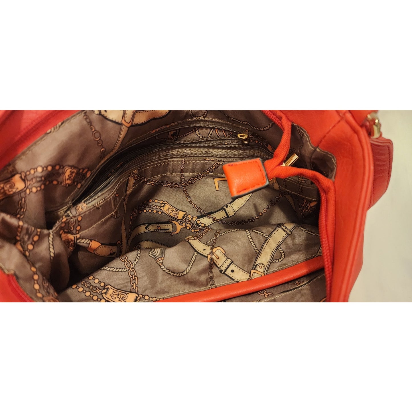 Badgley Mischka Orange Studded Vegan Leather Wallet and Crossbody Bag Set