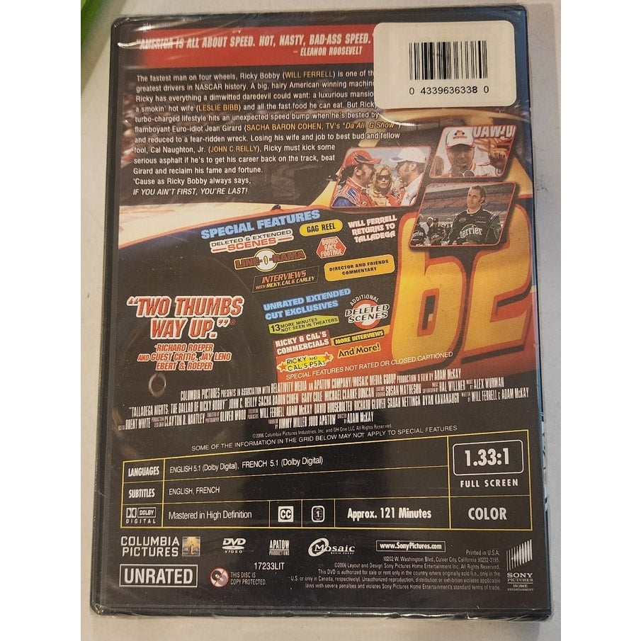 Talladega Nights The Ballad of Ricky Bobby DVD New Unrated Uncut Will Ferrell