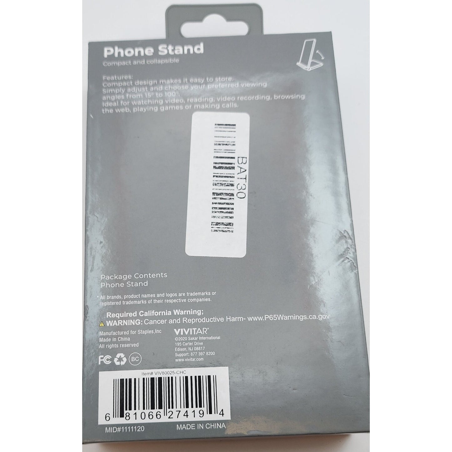 VIVITAR- Phone Stand - Collapsable, Compact - Pink/Peach Stand - Universal