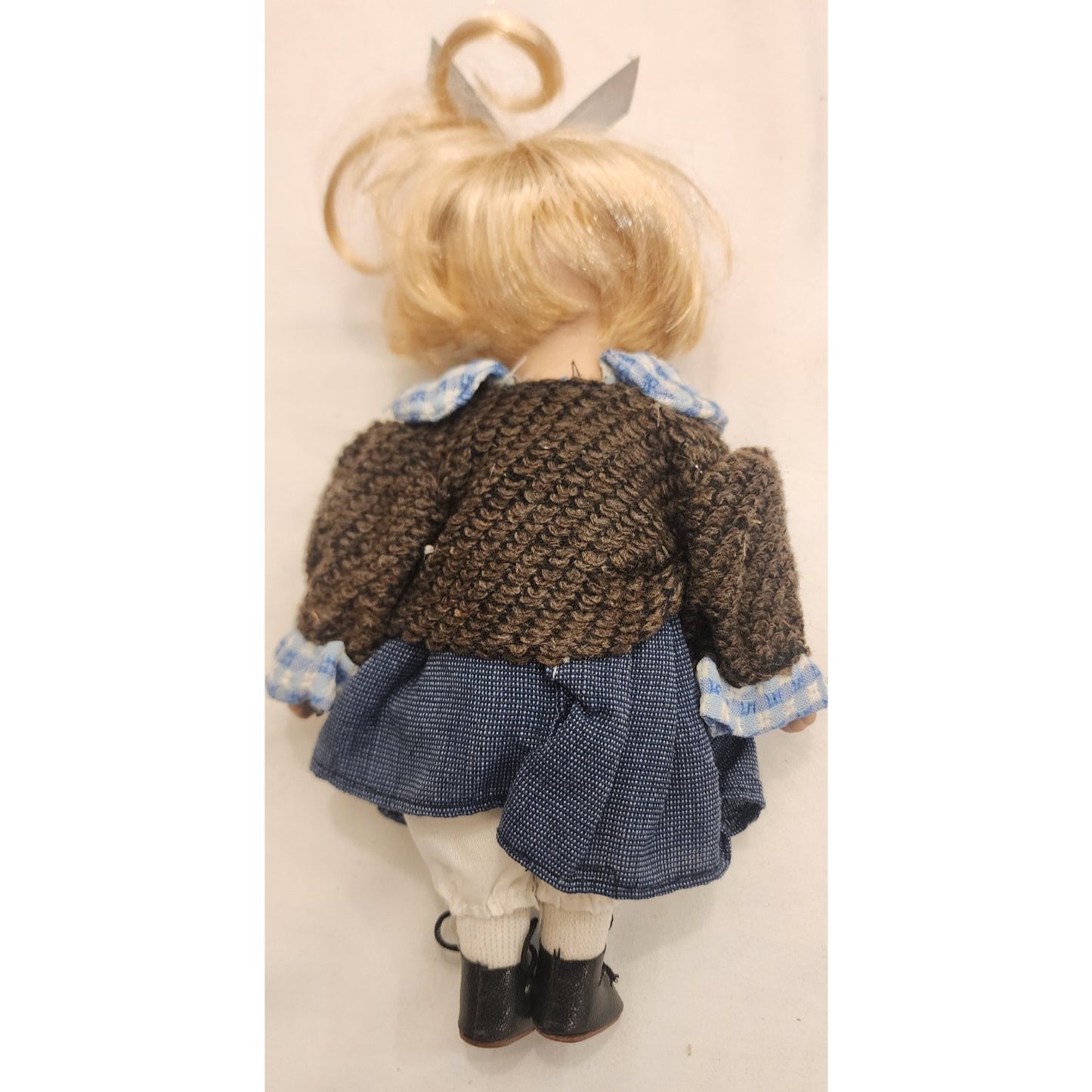 Vintage porcelain doll - 8.5" Inches Tall - Soft Body, Cute Outfit