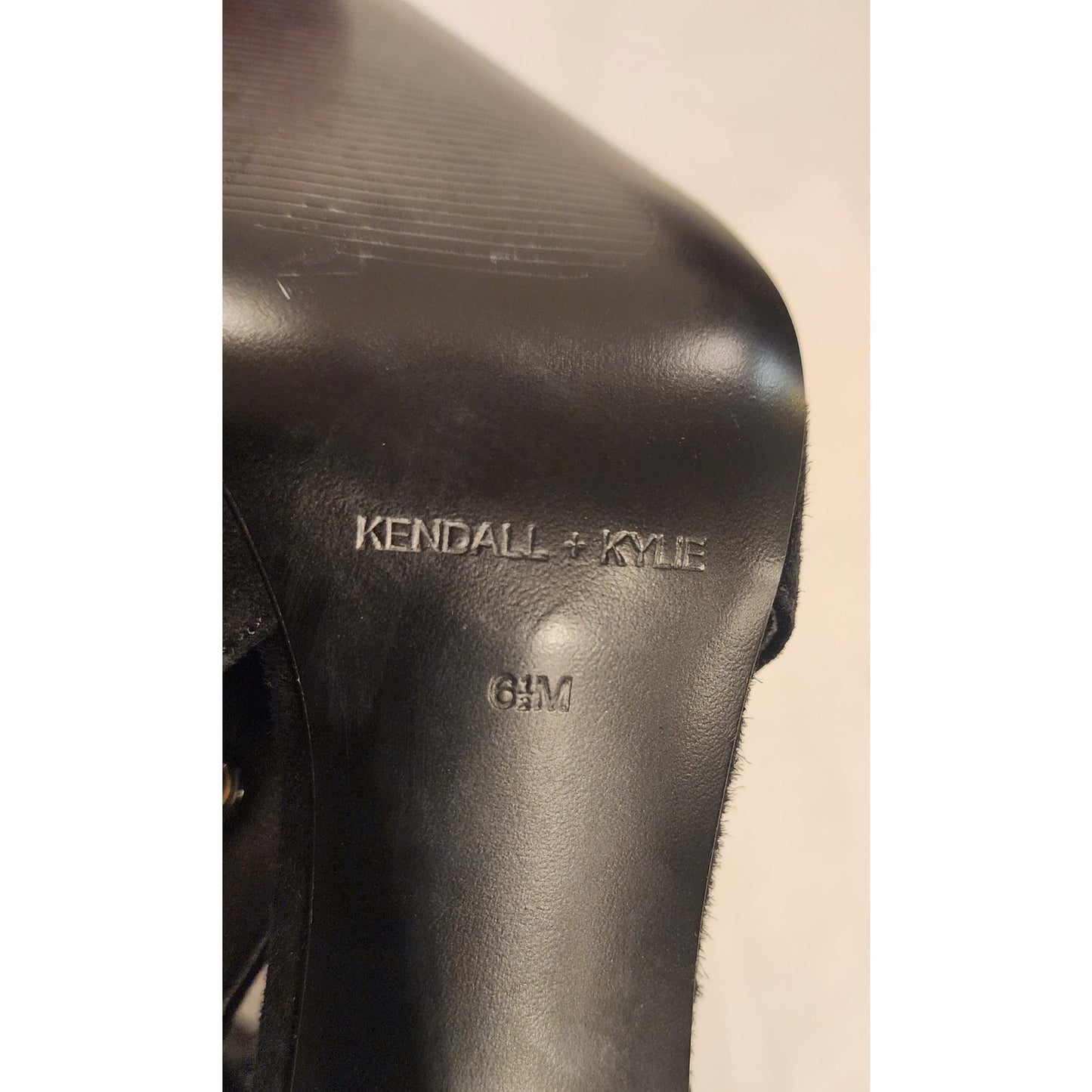 Kendall + Kylie Ginny Black Suede Lace Up Pointed Toe Stiletto Booties 6.5