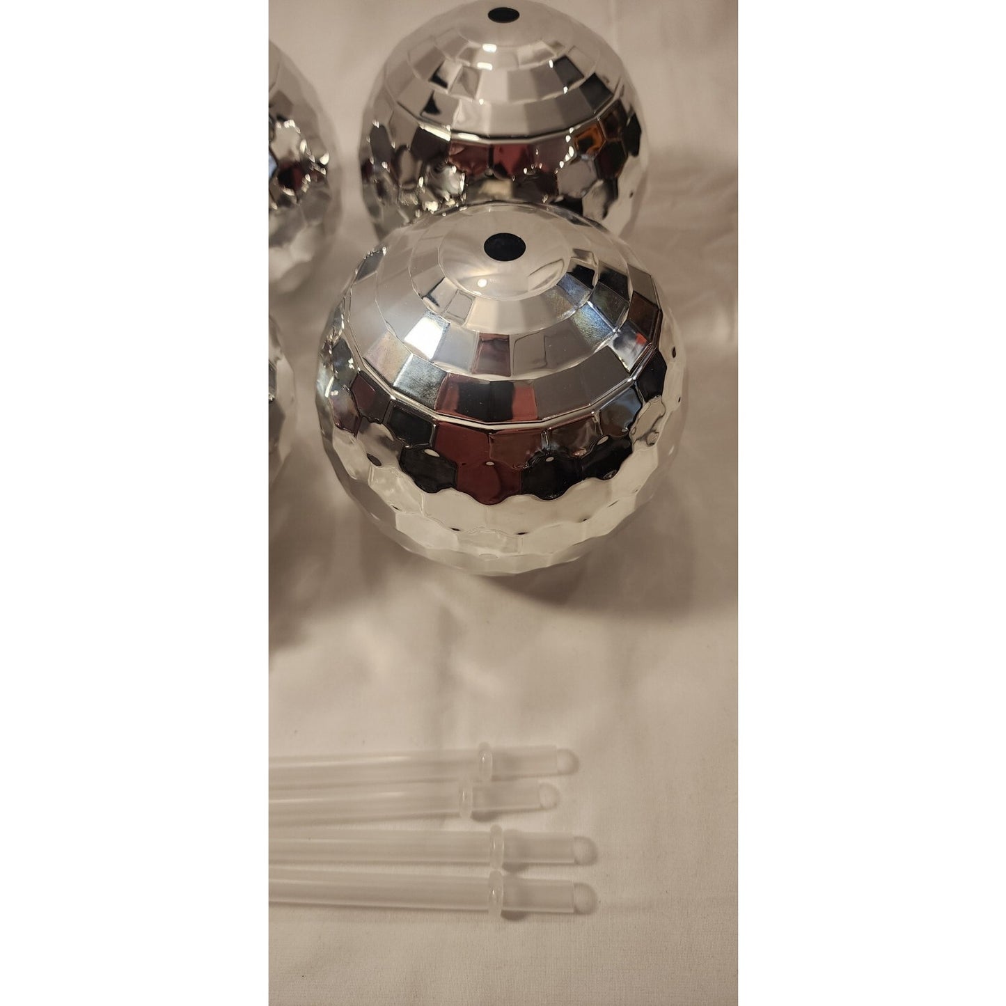 4 Pack Disco Ball Tumblers w/ Lids & Straws - 19 Oz Silver - '70s Dance Craze!