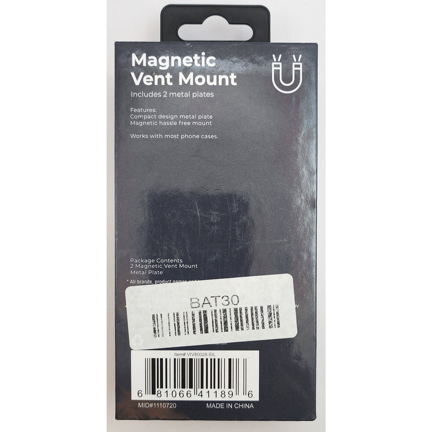 Vivitar - magnetic Air Vent Mount Cell Phone Holder - w/ 2 metal plates -