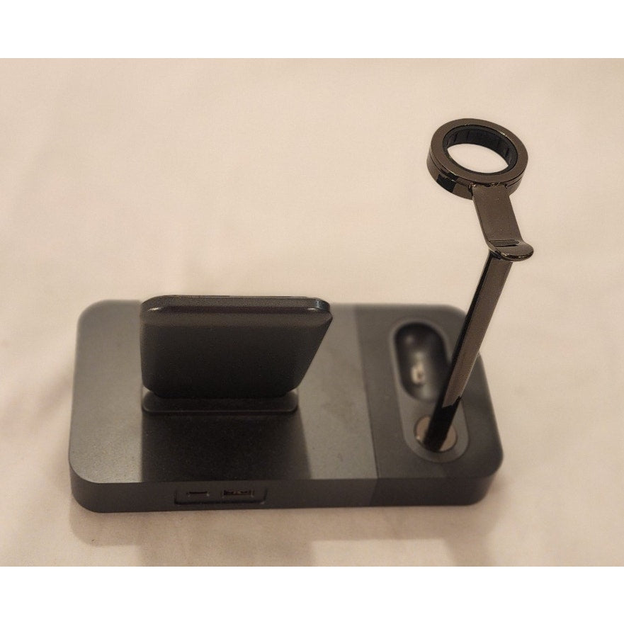 3-in-1 Wireless Charging Station Dock for iPhone Apple Watch AirPods Grey Black