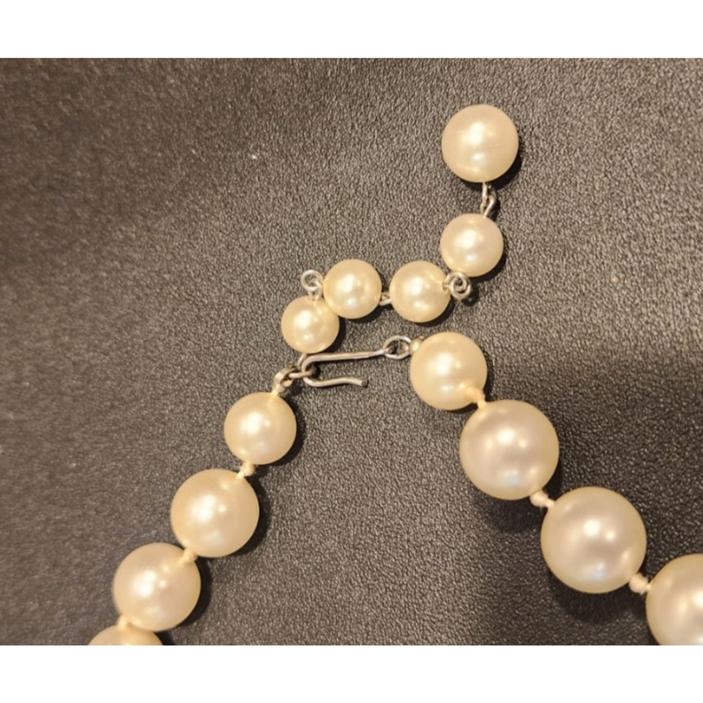 Vintage - Faux Pearl - Knotted Choker Necklace - Silver Tone Clasp - Elegant