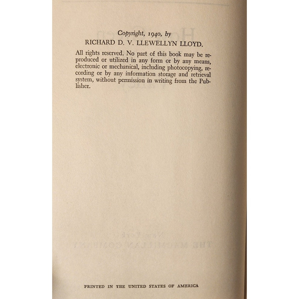 How Green Was My Valley Richard Llewellyn 1940 Hardcover Dust Jacket Book Club