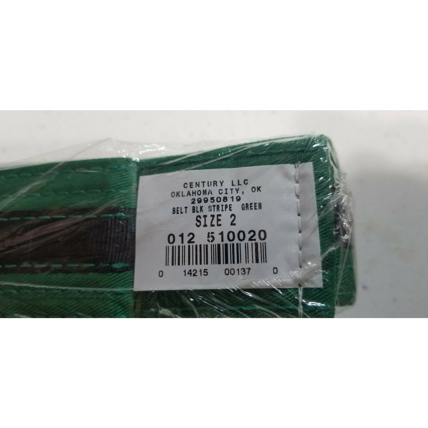 Century Double Wrap Black Stripe Belt Size 2 - Green - New in Pkg. - FREE SHIP*