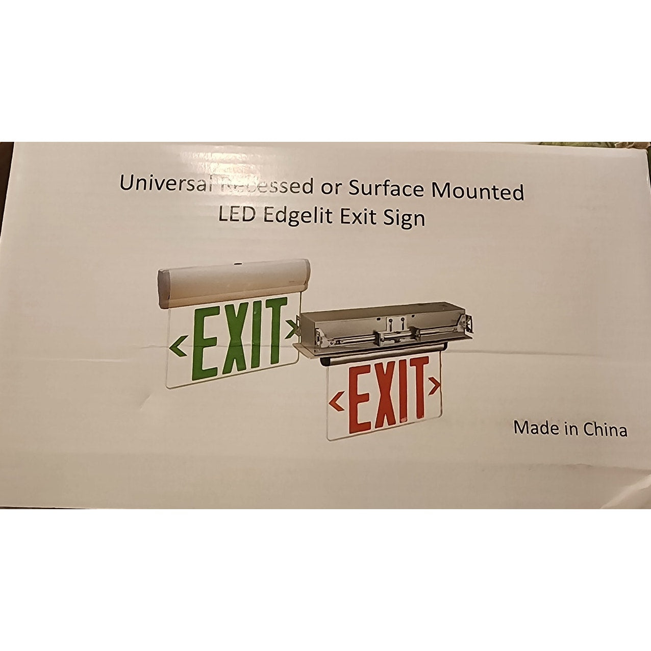 New LED Edgelit Exit Sign – Universal Recessed/Surface Mount – Red/Green