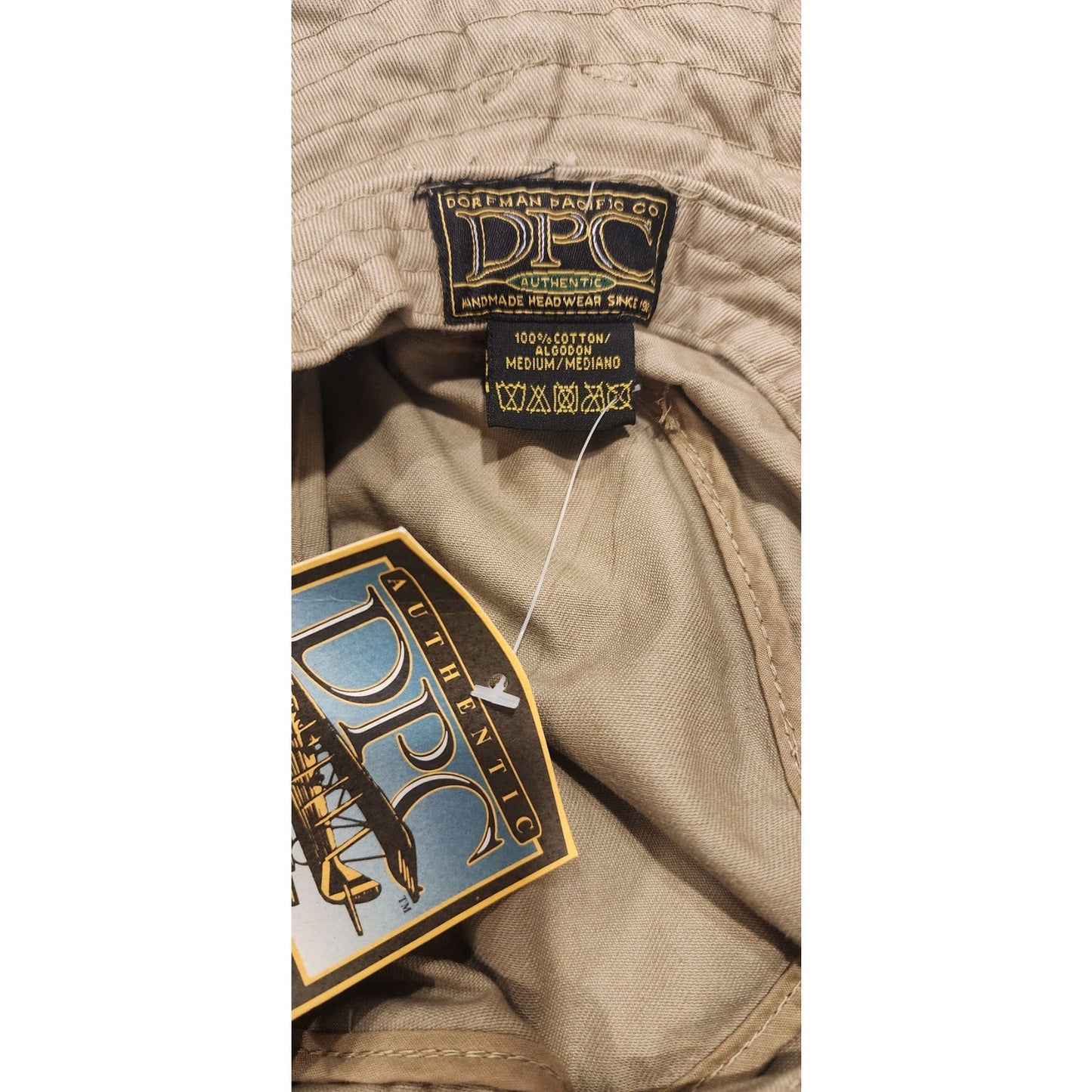 NWT DPC Dorfman Pacific Co Men’s Large Khaki Cotton Bucket Hat Fishing Sun Cap L