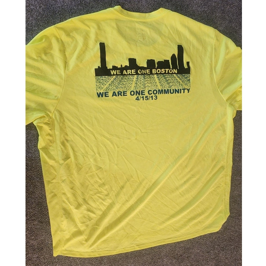 Adidas 2013 Boston Marathon 117th Runner Shirt - Yellow w/Blue logo - Men XXL