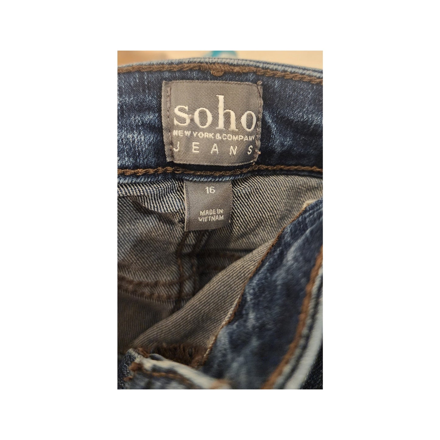 Soho - Bermuda Cut Off Jean Shorts - Frayed Leg Bottoms - Size 16