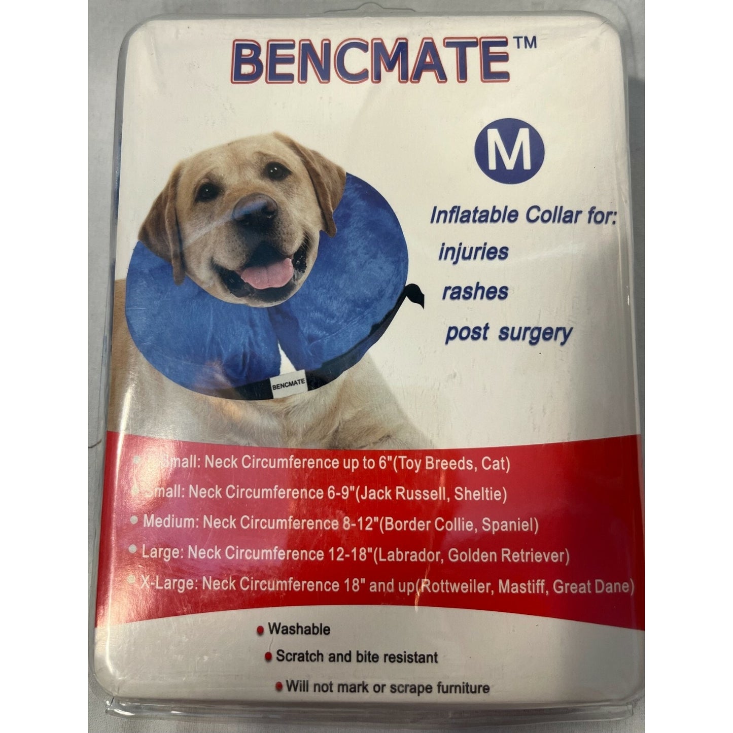Bencmate - Inflatable Collar for Dogs - Size Medium Blue - Border Collie/Spaniel