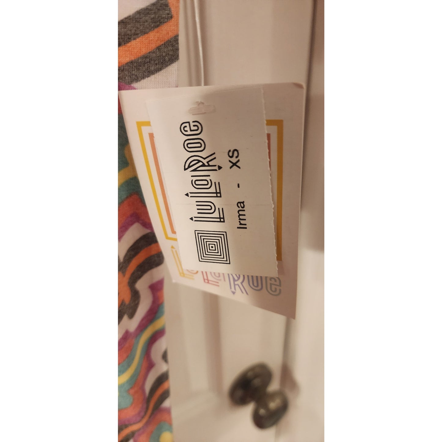 LuLaRoe - XS - IRMA - Green, Orange Yellow Diagonal Stripes - NWT