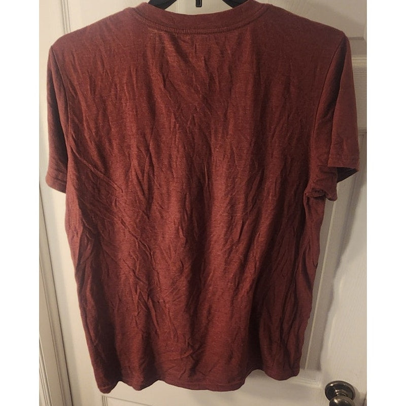 Blue Crown Burgundy V‑Neck T‑Shirt XL