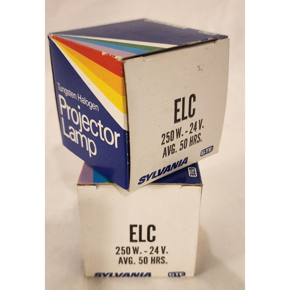 Set of 2 Sylvania ELC 24V 250W Projector Lamp Bulb New in Box Vintage NOS GTE