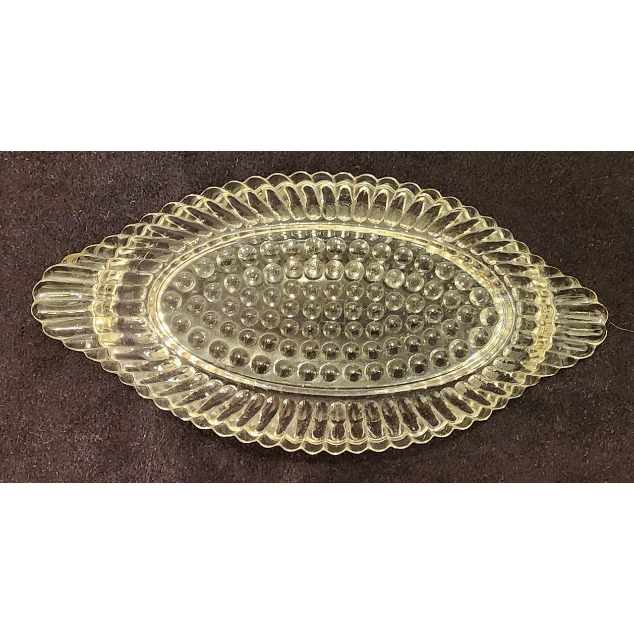Vintage Clear Glass Relish Dishes Set of 2 – Hobnail Center & Ribbed Oval Design