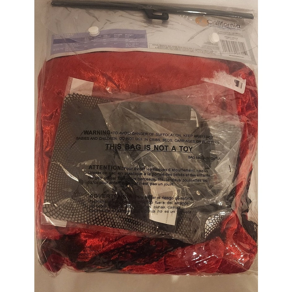 California Costume Red Riding Hood Tween XL 12‑14 Crushed Velvet Dress NWT