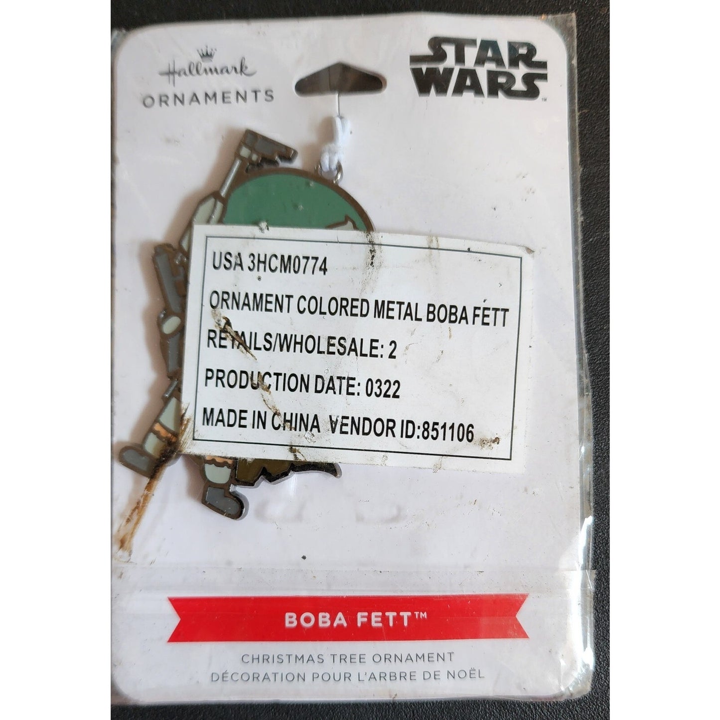 2 Pack - Hallmark 2022 Star Wars Boba Fett Flat Metal Christmas Ornament