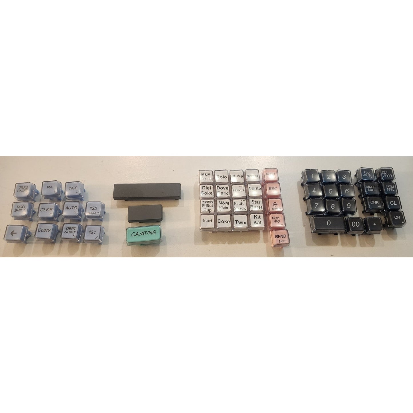 Lot of 54 Mixed POS Register Keycaps-Numeric, Food, Function Keys-Various Colors