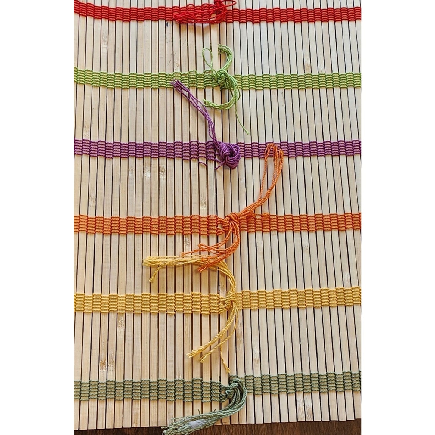 Set of 2 - Bamboo Placemats - Rollup Mats - 19 X 13 inch. Color threads. New