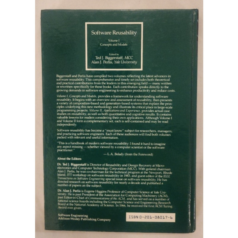 Software Reusability Volume I – Concepts and Models – Biggerstaff & Perlis