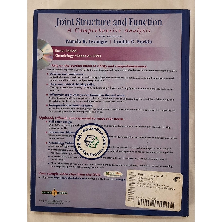 Joint Structure and Function 5th Edition Levangie Norkin Hardcover w/ Sealed CD
