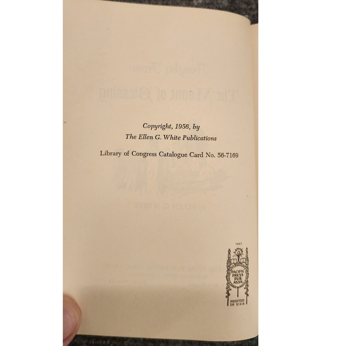 Thoughts From the Mount of Blessing Ellen G White 1956 Hardcover Christian