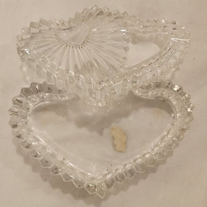 Mikasa Clear Glass Heart Dish – Vintage Pressed Glass - dual heart design