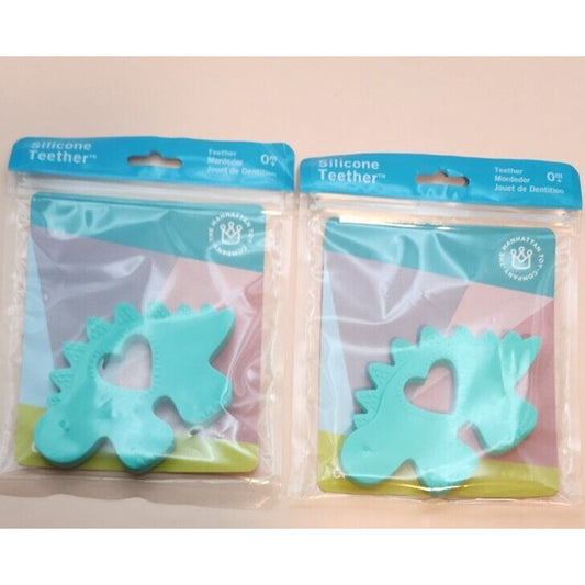 Set of 2 - Manhattan Toy Co. - Silicone Teether - CHOMP- Cute Dinasaur