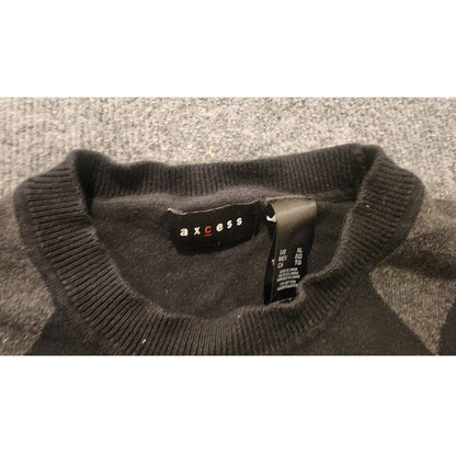 Axcess Mens XL Argyle V-Neck Pullover Sweater Gray Black White Knit Soft
