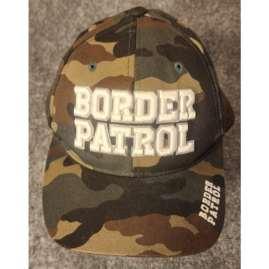 Vintage Border Patrol Camo Baseball Hat Cap Embroidered Made In USA Woodland